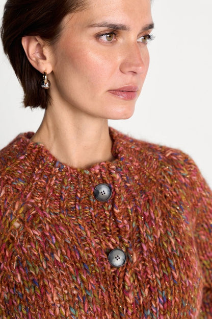 RICHROYAL Mehrfarbige Strickjacke in Urban Ember