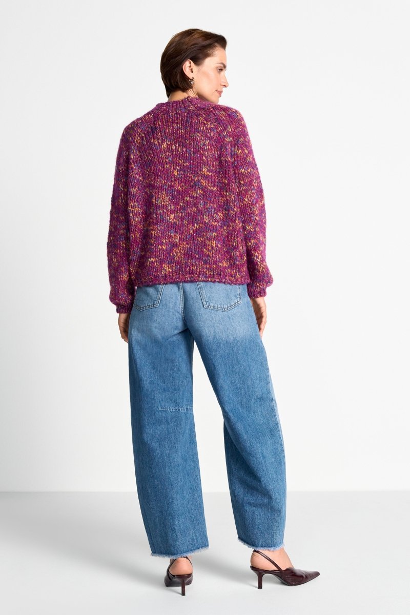RICHROYAL Mehrfarbiger Pullover mit Stehkragen in Festive Fuchsia