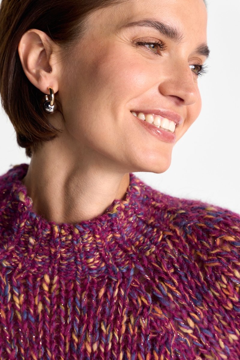 RICHROYAL Mehrfarbiger Pullover mit Stehkragen in Festive Fuchsia