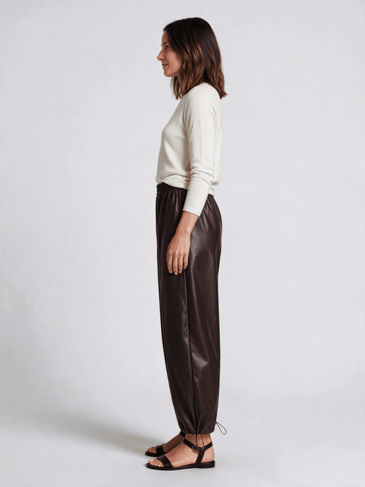 RICHROYAL Vegane Lederhose im Barrel-Fit in Schokobraun