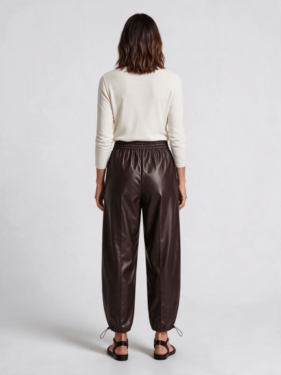 RICHROYAL Vegane Lederhose im Barrel-Fit in Schokobraun