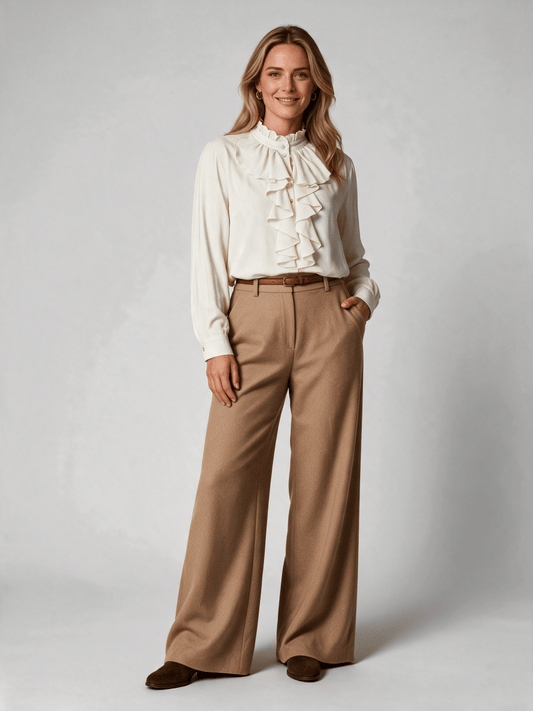 RICHROYAL Viskose Bluse mit Volant in Pearl White