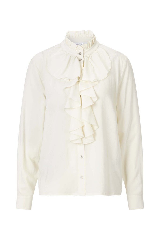 RICHROYAL Viskose Bluse mit Volant in Pearl White