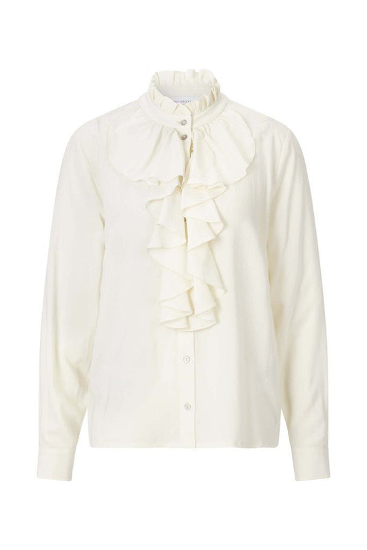 RICHROYAL Viskose Bluse mit Volant in Pearl White