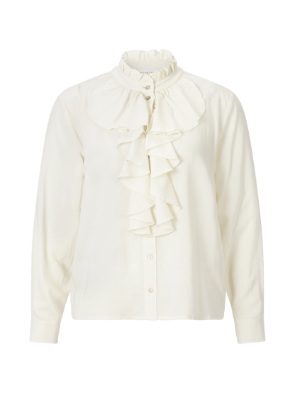 RICHROYAL Viskose Bluse mit Volant in Pearl White