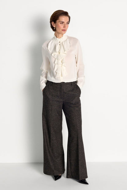 RICHROYAL Viskose Bluse mit Volant in Pearl White