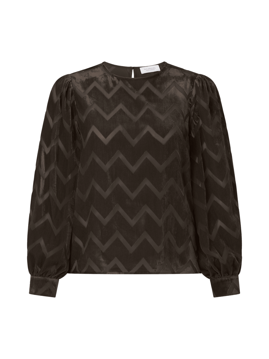 RICHROYAL Zigzag-Bluse mit Stehkragen in Chocolate Torte