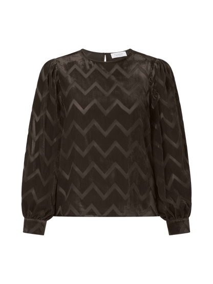 RICHROYAL Zigzag-Bluse mit Stehkragen in Chocolate Torte
