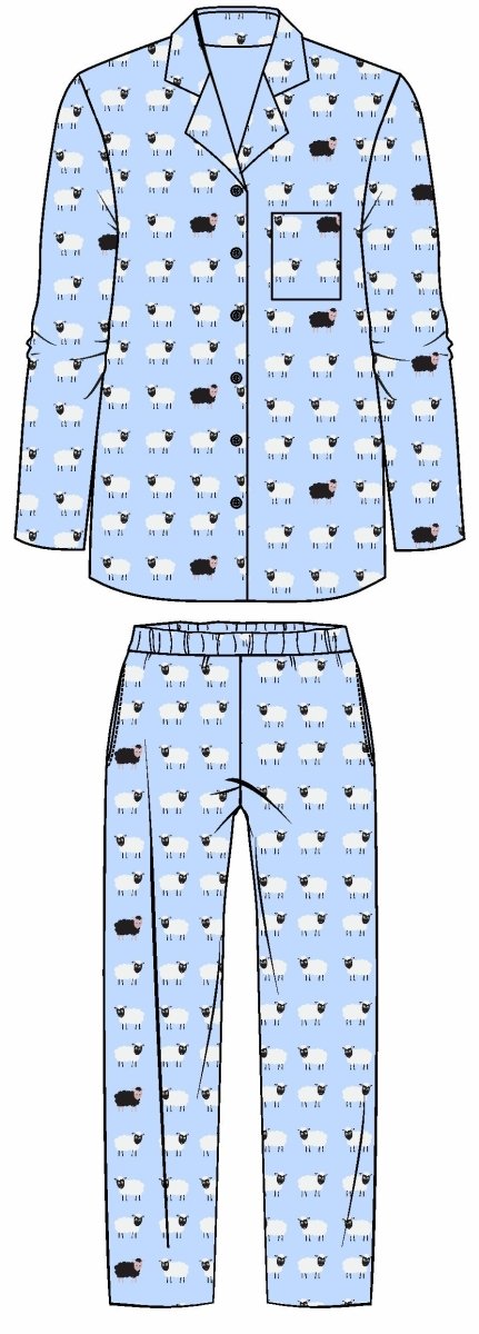 Ringella Pyjama mit durchgehender Knopfleiste und Kragen Fjord