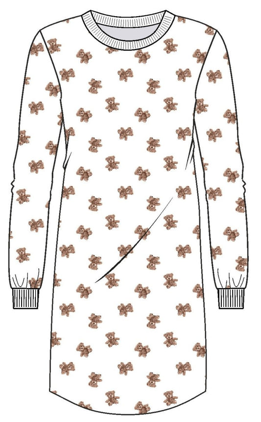 Ringella Sleepshirt mit Strickbündchen und Bärchen-Dessin Champagner