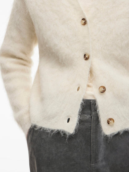 Rouge Edit Cardigan Rourose L/S V - Neck in der Farbe Birch