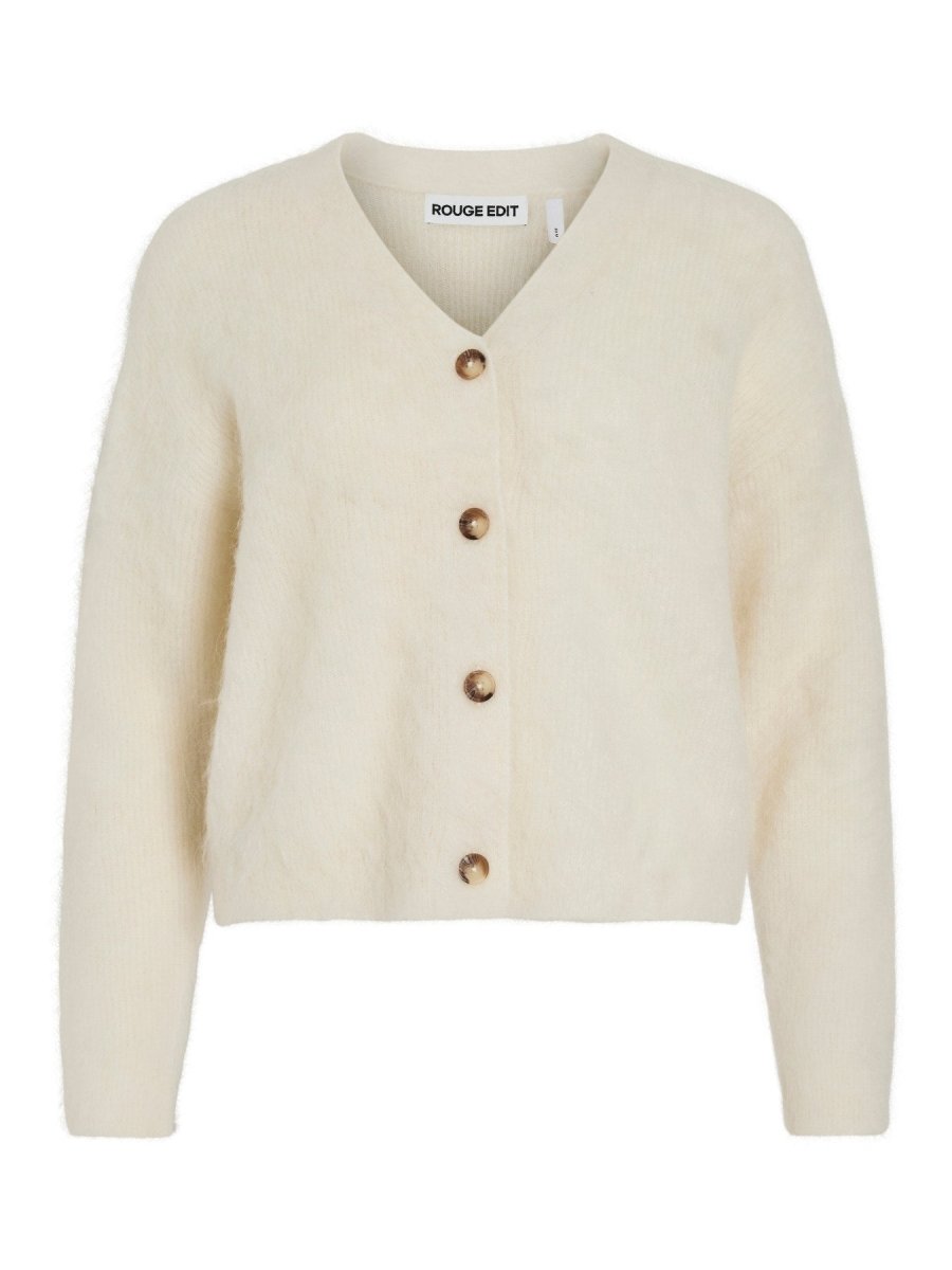 Rouge Edit Cardigan Rourose L/S V - Neck in der Farbe Birch