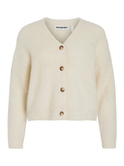 Rouge Edit Cardigan Rourose L/S V - Neck in der Farbe Birch