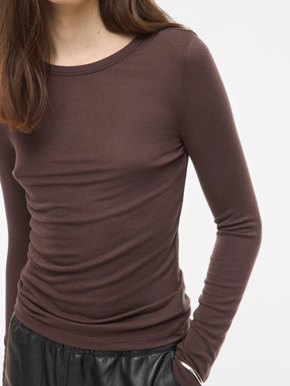Rouge Edit ROUMAPLE L/S O-neck TEE Seal Brown