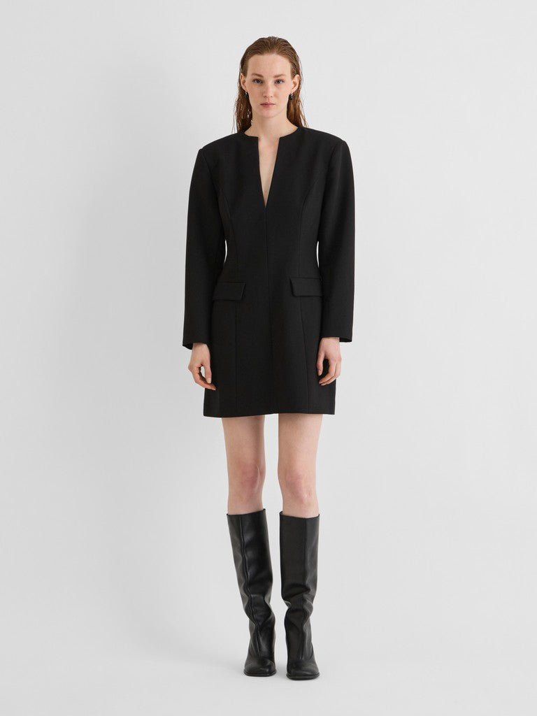 Rouge Edit ROURAE L/S V-NECK SHORT DRESS Meteorite