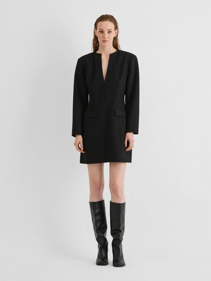 Rouge Edit ROURAE L/S V-NECK SHORT DRESS Meteorite