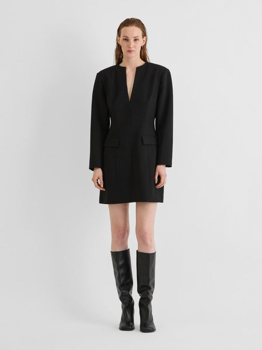 Rouge Edit ROURAE L/S V-NECK SHORT DRESS Meteorite