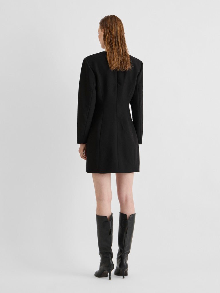 Rouge Edit ROURAE L/S V-NECK SHORT DRESS Meteorite