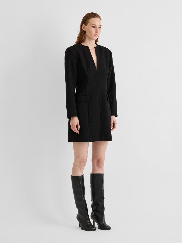 Rouge Edit ROURAE L/S V-NECK SHORT DRESS Meteorite