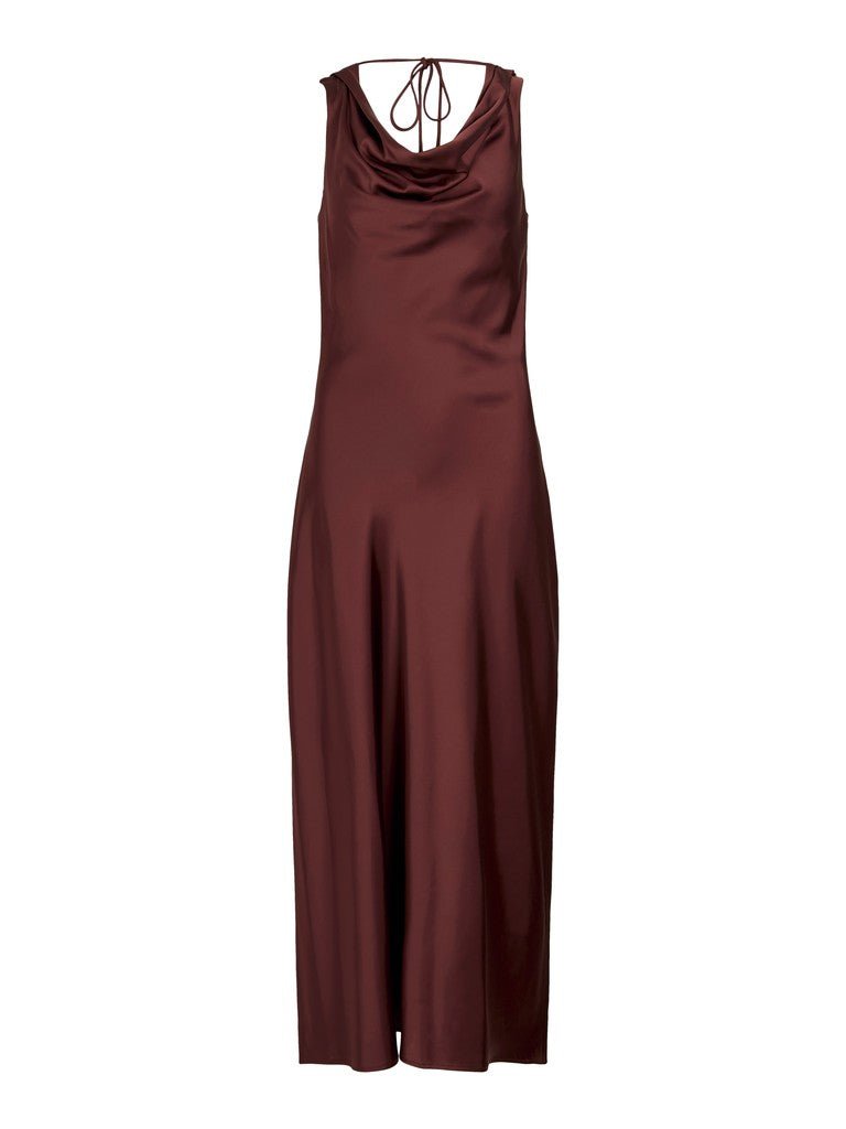 Rouge Edit ROUSHYRAS COWL NECK MAXI DRESS/EV Bitter Chocolate