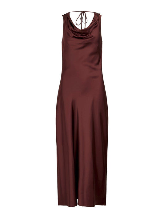 Rouge Edit ROUSHYRAS COWL NECK MAXI DRESS/EV Bitter Chocolate