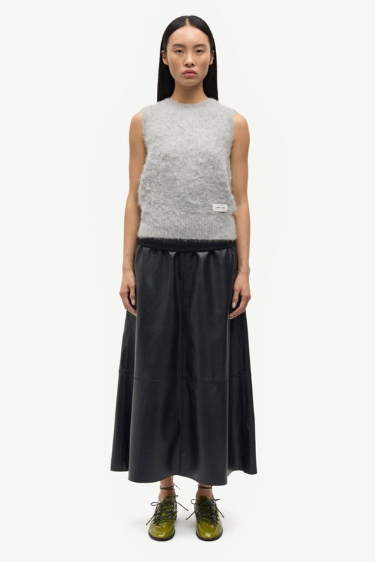 SAMSOE SAMSOE Sathea Leather Skirt 16184 in der Farbe Volcanic Ash