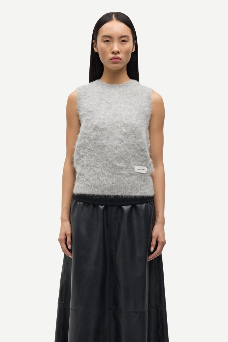 SAMSOE SAMSOE Sathea Leather Skirt 16184 in der Farbe Volcanic Ash