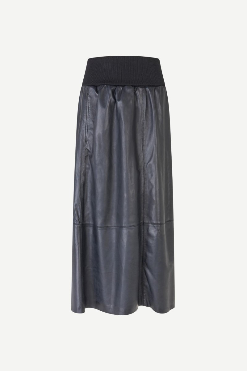SAMSOE SAMSOE Sathea Leather Skirt 16184 in der Farbe Volcanic Ash