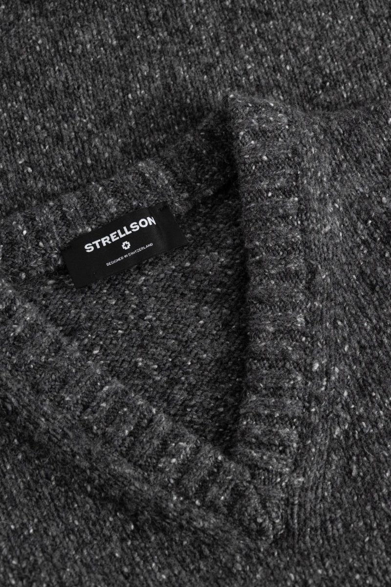 Strellson Strickpullover Doro-V Dunkelgrau – Herren Knitwear aus Wolle