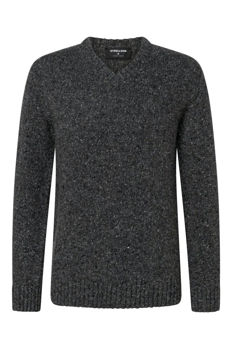 Strellson Strickpullover Doro-V Dunkelgrau – Herren Knitwear aus Wolle