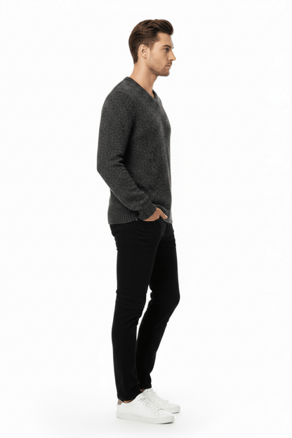 Strellson Strickpullover Doro-V Dunkelgrau – Herren Knitwear aus Wolle