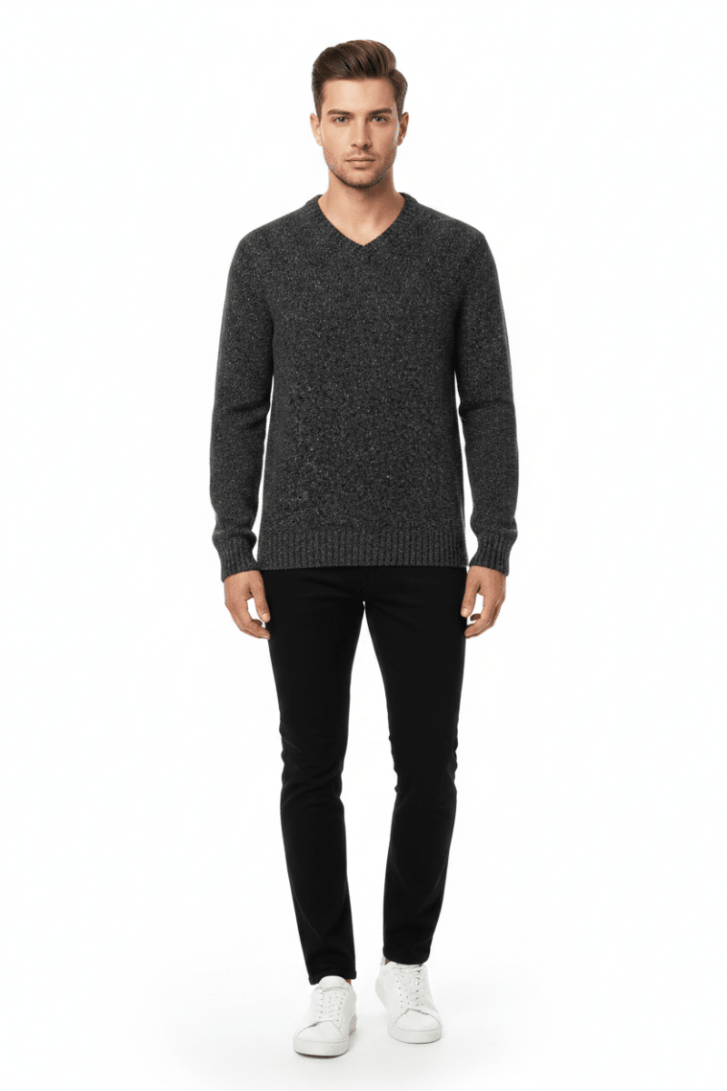 Strellson Strickpullover Doro-V Dunkelgrau – Herren Knitwear aus Wolle