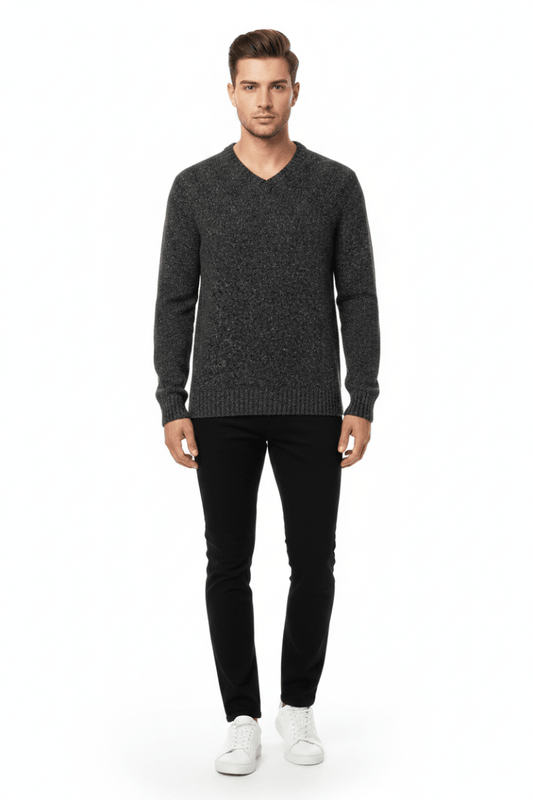 Strellson Strickpullover Doro-V Dunkelgrau – Herren Knitwear aus Wolle