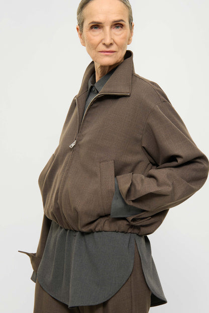Elvine Damen Overshirt Enya TactileWeave in Braun Meliert