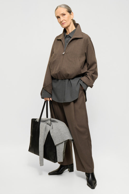 Elvine Damen Overshirt Enya TactileWeave in Braun Meliert