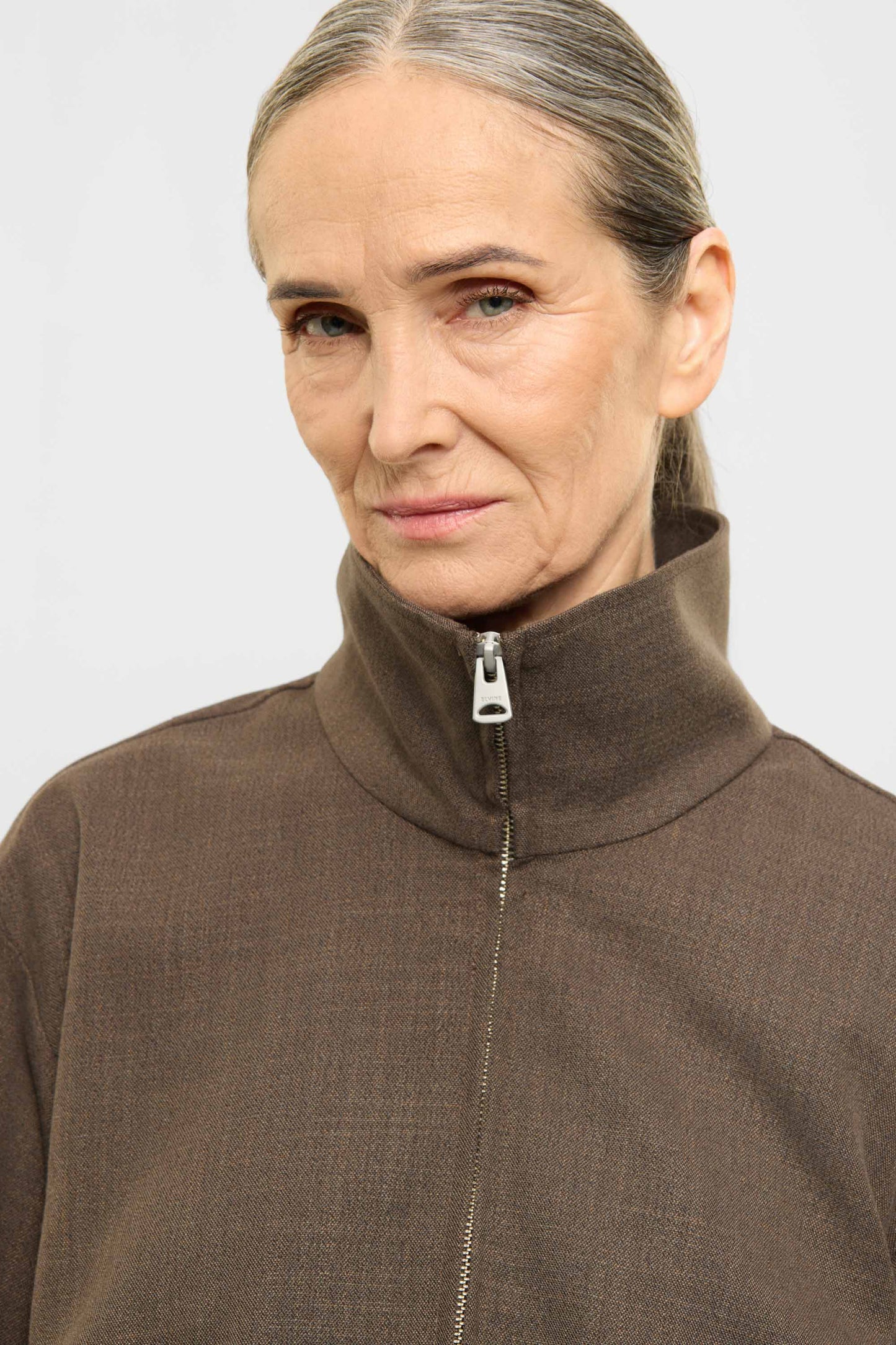 Elvine Damen Overshirt Enya TactileWeave in Braun Meliert