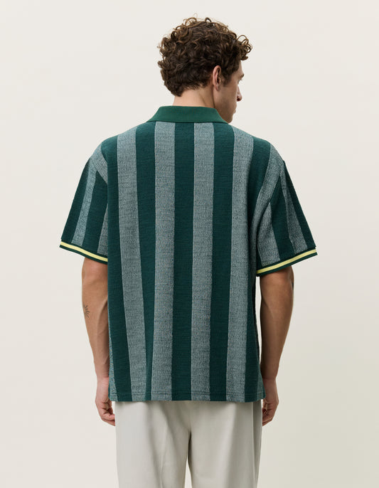 Les Deux Stripe Jacquard Football Jersey T-Shirt Loose in Grün für Herren