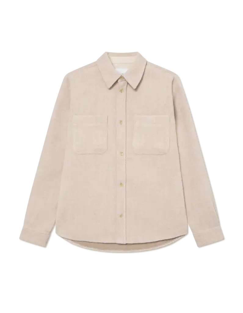 Les Deux Jacke Lennon Bouclè Overshirt in der Farbe Ivory