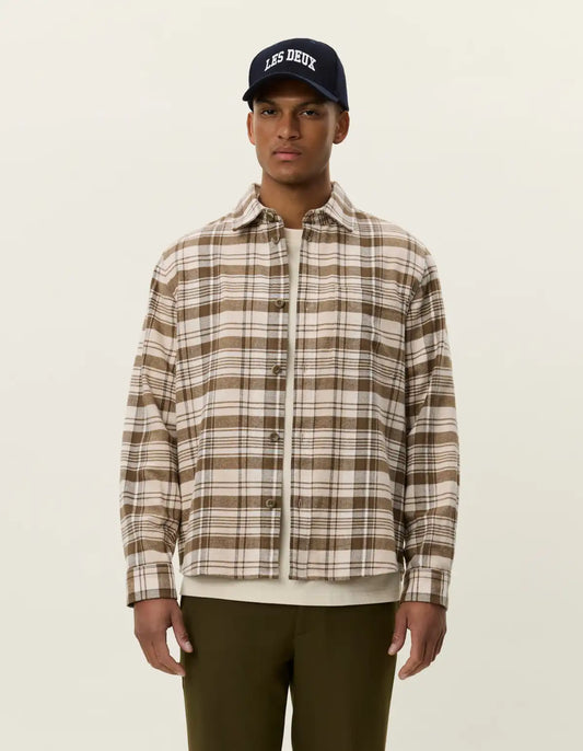 Les Deux Hemdjacke Lennon Check in der Farbe Irish Cream Beige