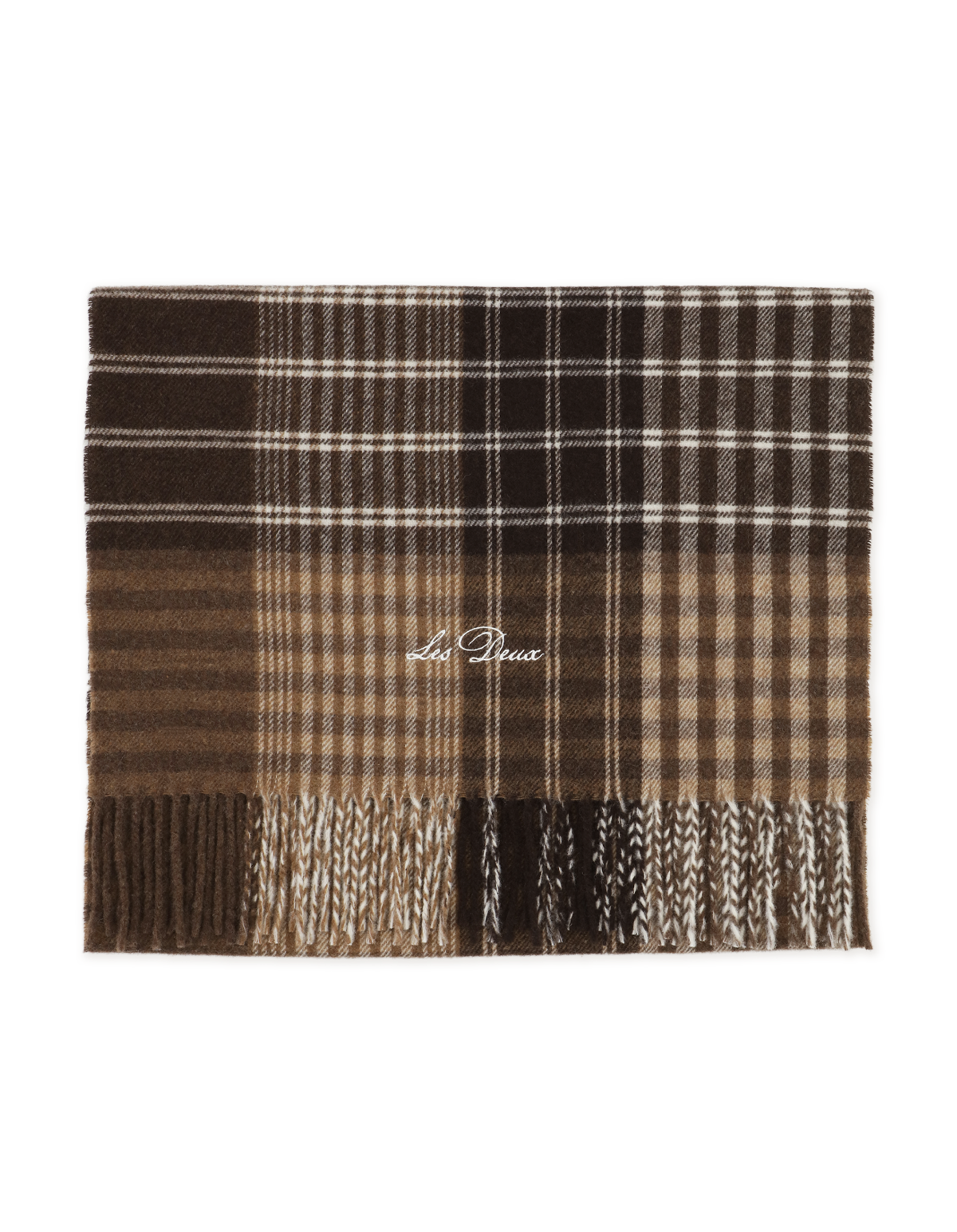 Les Deux Signature Patchwork Check Scarf Braun