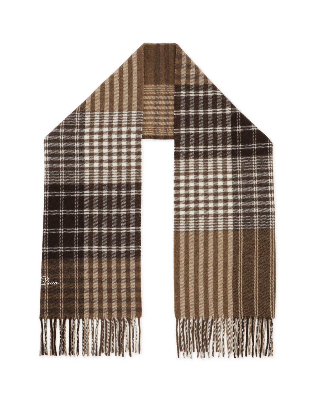 Les Deux Signature Patchwork Check Scarf Braun