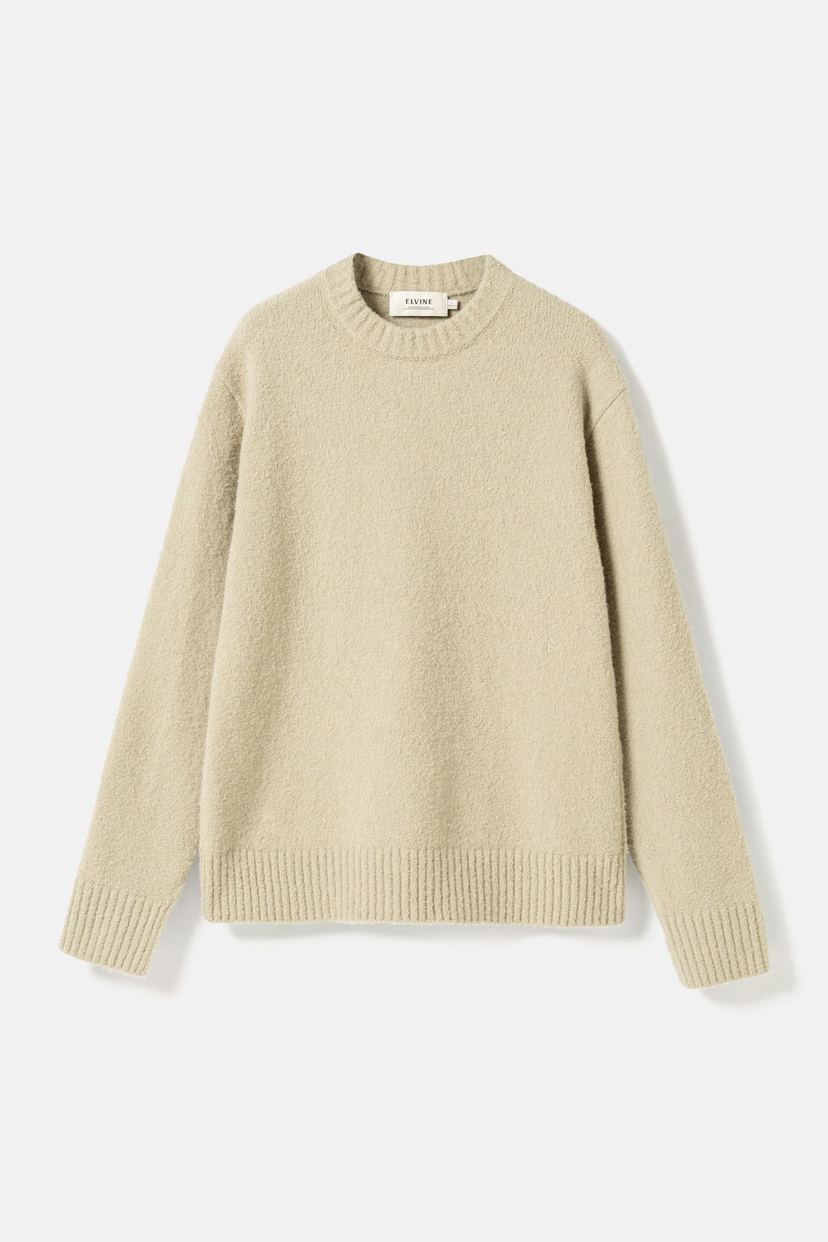 Elvine Herren Strickpullover Assar Boucle Wool Mix in Moosweiß