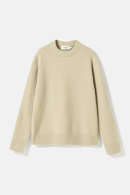 Elvine Herren Strickpullover Assar Boucle Wool Mix in Moosweiß
