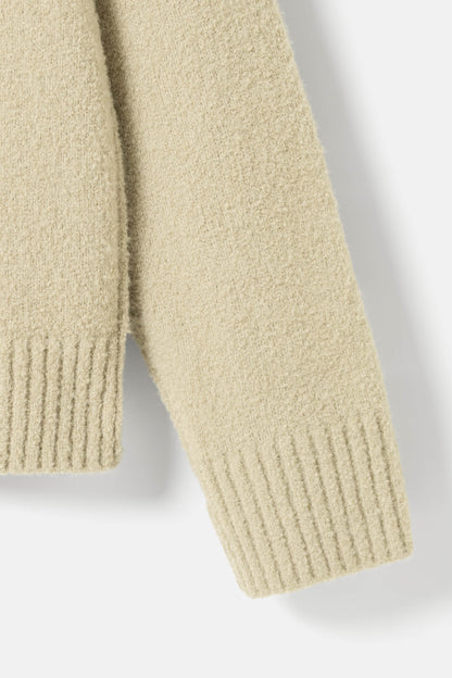 Elvine Herren Strickpullover Assar Boucle Wool Mix in Moosweiß