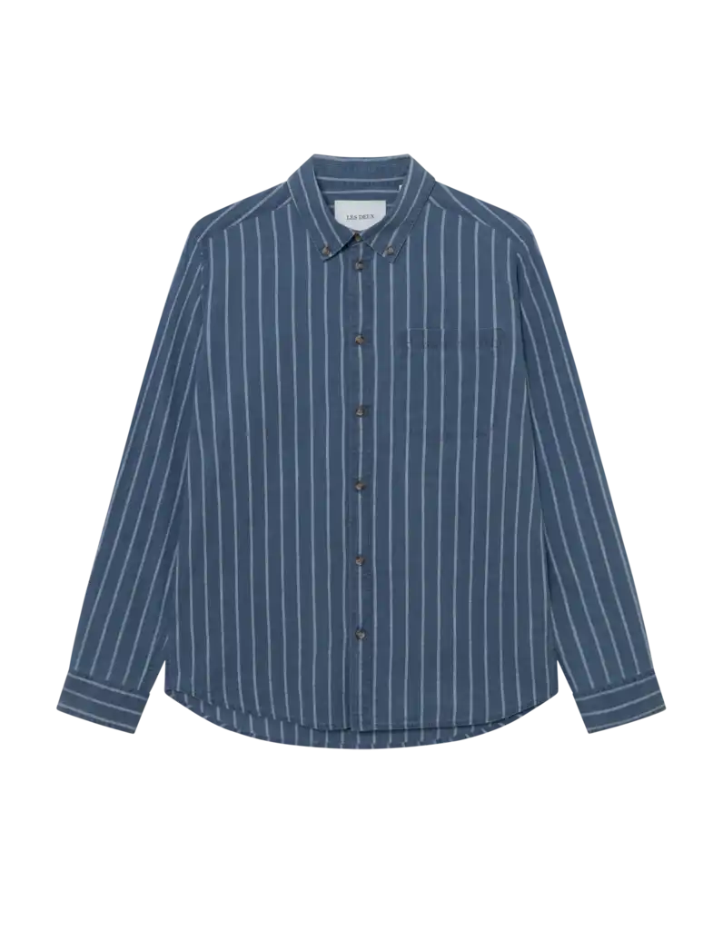 Les Deux Hemd Kash Indigo Stripe Shirt in der Farbe Denim Blue