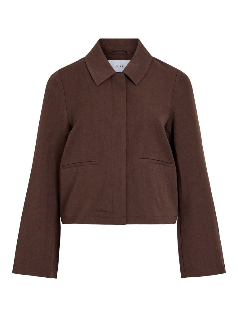 Vila Bluse Langarm Coffee Bean Melange