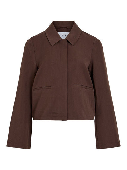 Vila Bluse Langarm Coffee Bean Melange