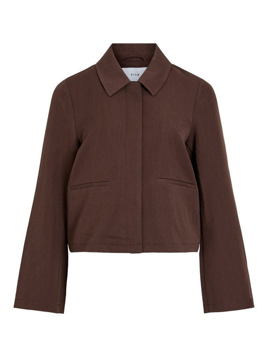 Vila Bluse Langarm Coffee Bean Melange