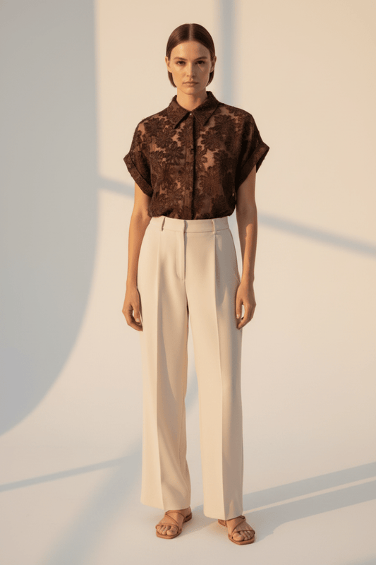 Vila Bluse Roukyoto S S Shirt 2 - Seal Brown