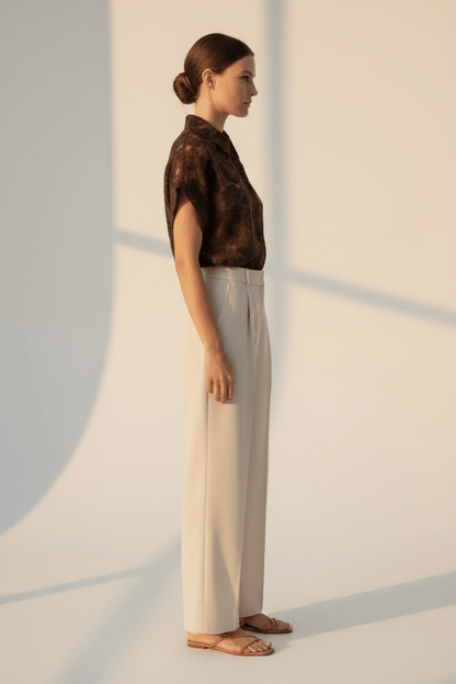 Vila Bluse Roukyoto S S Shirt 2 - Seal Brown
